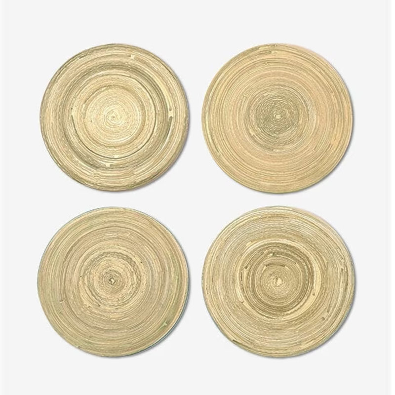 Bamboo Round 4 Piece Coaster Set