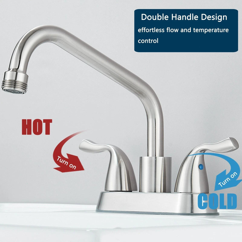 Robinet de lavabo en nickel brossé, mitigeur à 3 trous, entraxe de 10 cm, avec bonde.