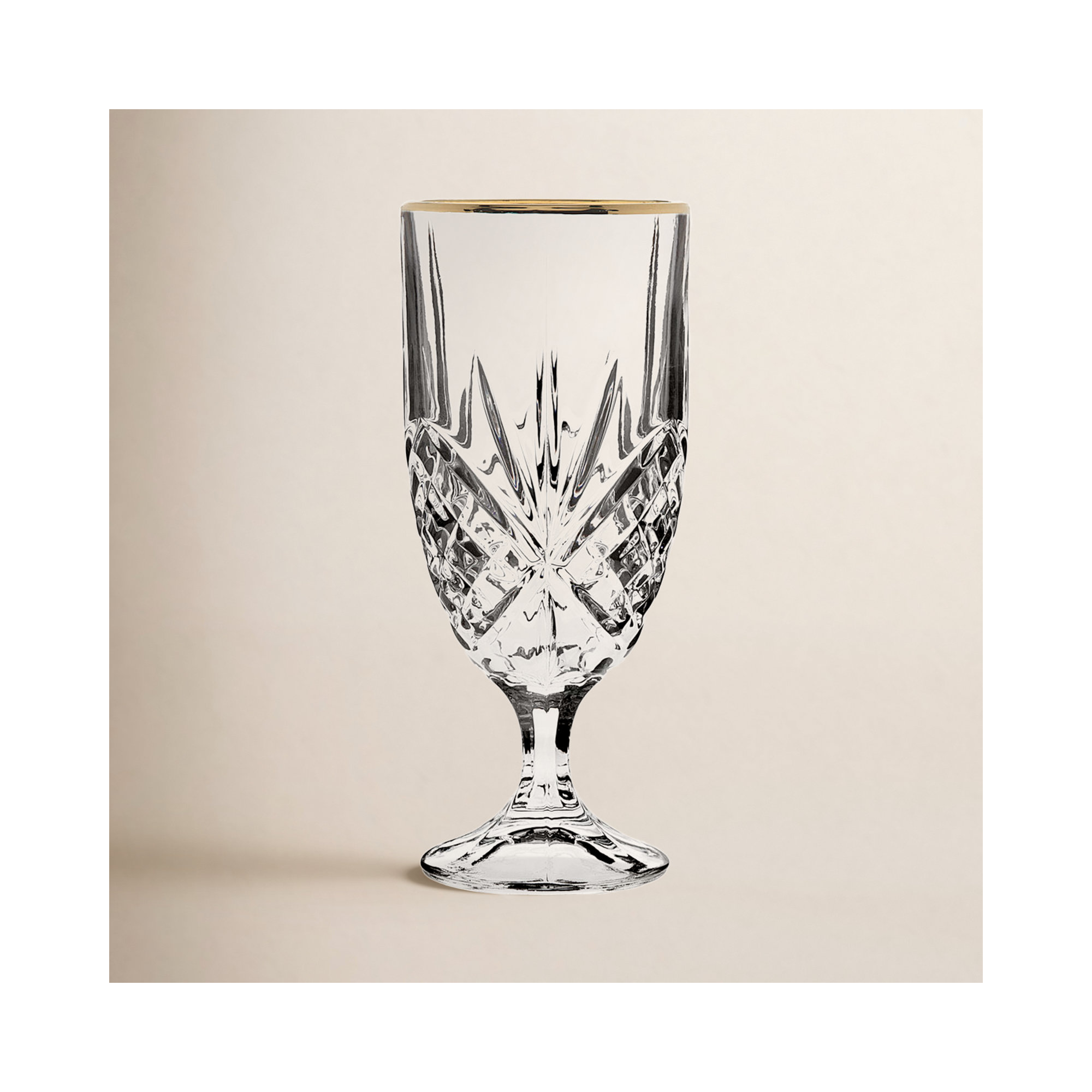 Dublin Crystal Platnium Rim Water Goblet 16oz, Gold