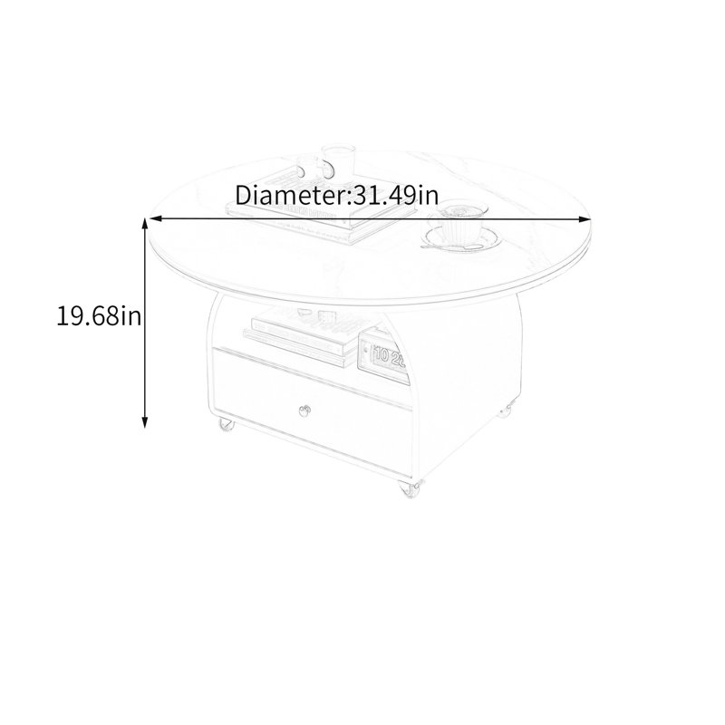 Houck, 19.68" H x 31.49" L x 31.49" W, White/Gray/Black, Marble