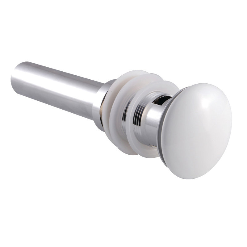 Kingston Brass Push Pop-Up Bathroom Sink Drain with Overflow, 22 Gauge, Polished Chrome/White