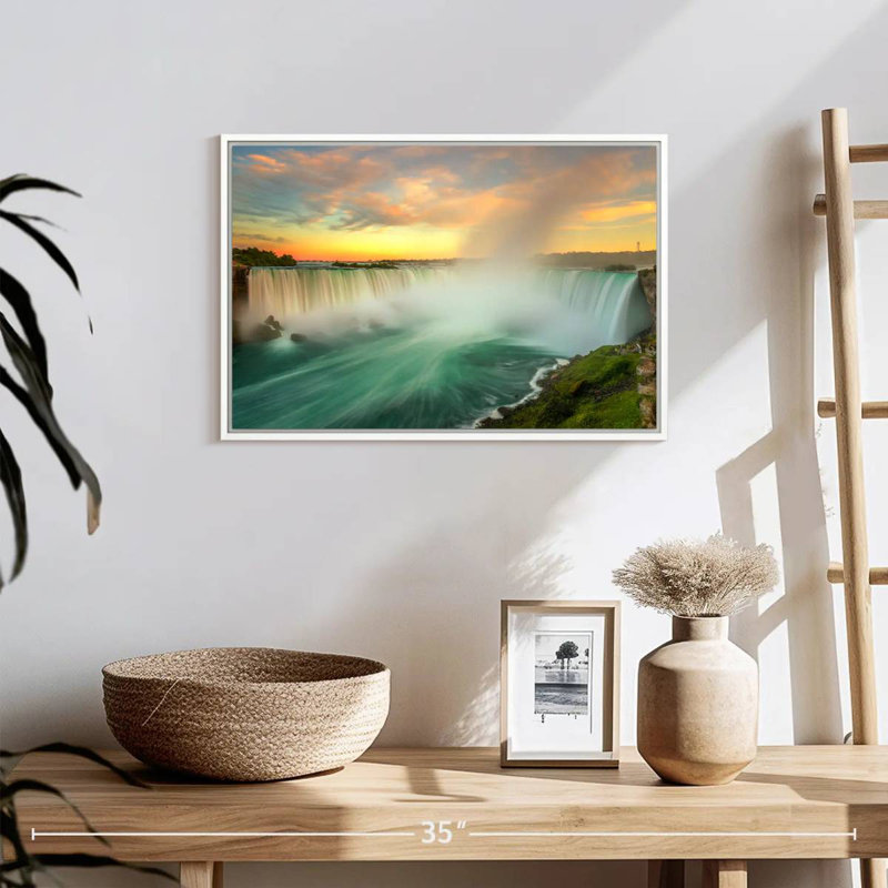 Paysage des chutes du Niagara, 19 po x 13 po, Cadre flottant blanc