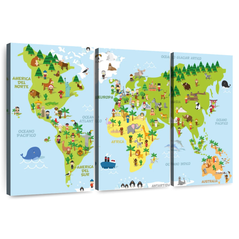 Caricature d'Aliaz sur la carte du monde, H 28 po x l 45 po