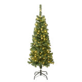 National Tree Company, First Traditions Collection, 4.5Ft Pre-Lit Artificial Linden Spruce Wrapped Tree, 150 Warm White LED Lights- UL