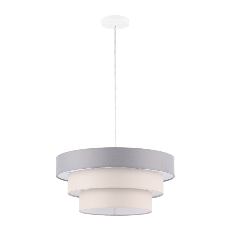 Luminaire suspendu extensible 20 po Chala, Gris / blanc