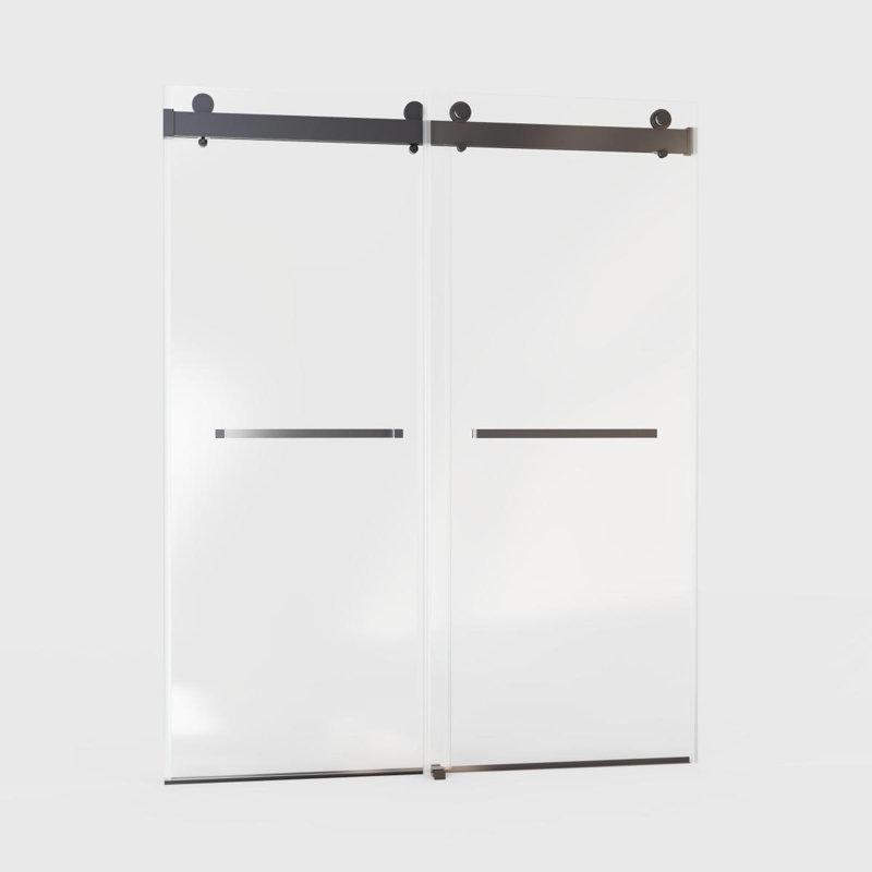 6872 Inches *76 Inches  Frameless Double Sliding Softclose Shower Door, 3/8 Inches (10Mm) Thick SGCC Tempered Glass Door,  Matte Black
