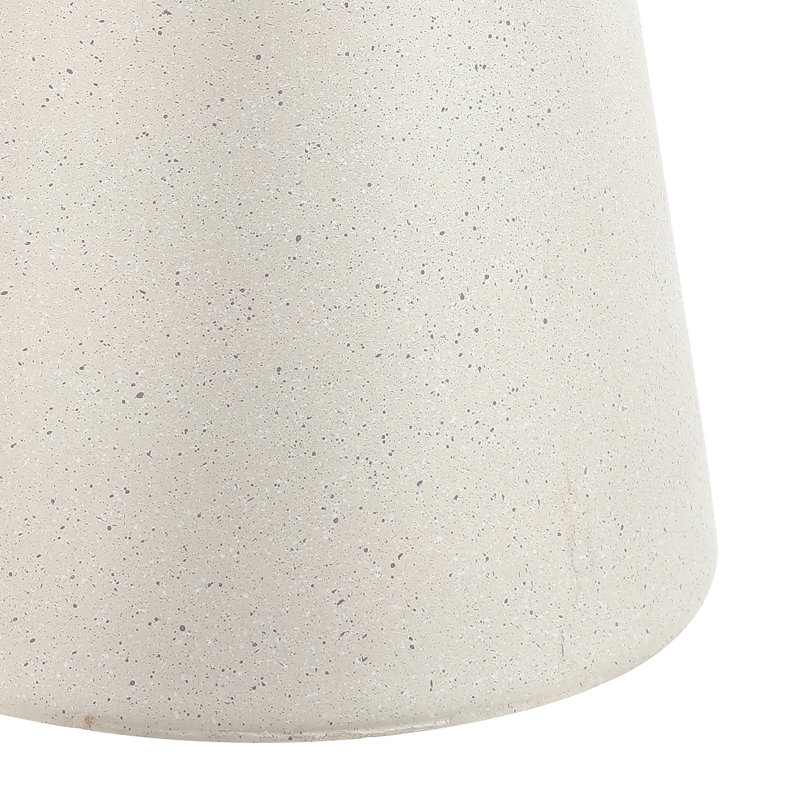 Hollie 18" Minimalist Cream Terrazzo Polyresin Indoor/Outdoor Accent Table, All-Weather Textured Round Pedestal Side Table & Stool