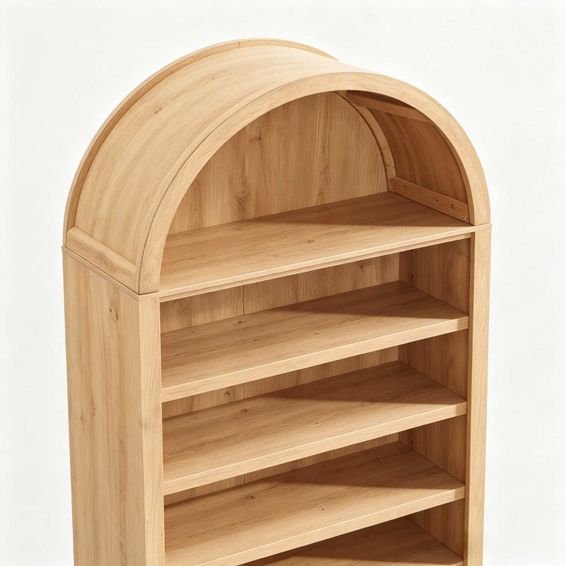 71" Tall Arched Bookcase with Adjustable Shelves, Narrow Wooden Bookshelf, 7 Tier Freestanding Storage Display Shelf for Living Room, Bedroom, Entryway