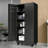 Heavy Duty Metal Storage Cabinet With Doors & Rolling Wheels, 71" Tall Lockable Garage Cabinet With 4 Adjustable Shelves, Pegboard & 8 Hooks, Black Steel Tool Storage Cabinet For Garage