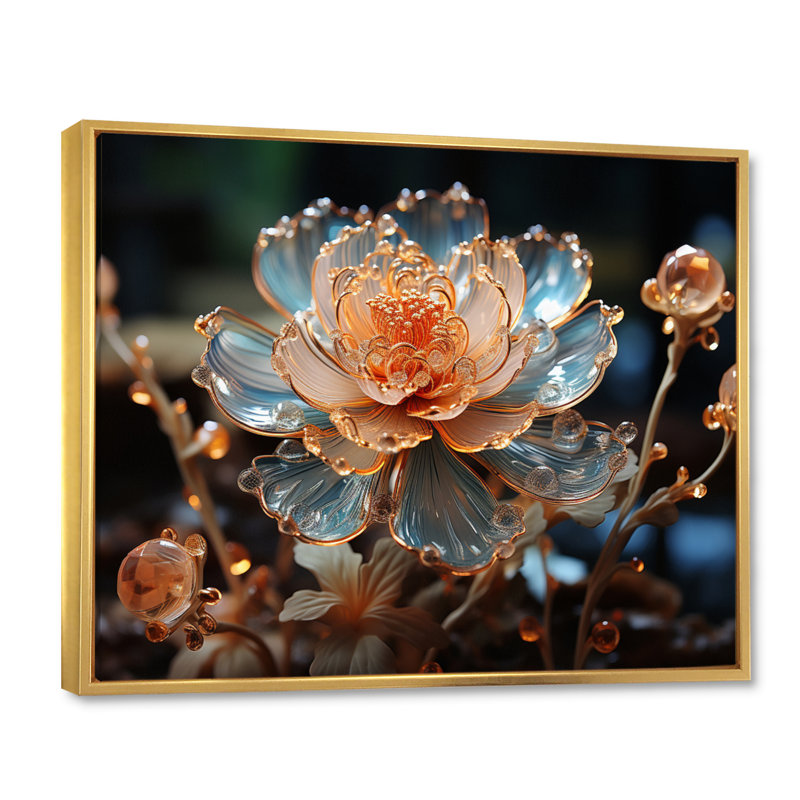 Peach Flower Crystal I On Canvas Print, Gold Floater Framed, 34" H x 44" W x 1.5" D