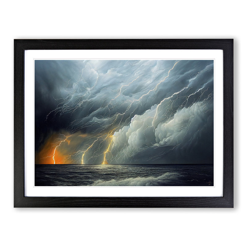 Attractive Thunderstorm - Framed Print, 34cm H x 46cm W x 2cm D, Black