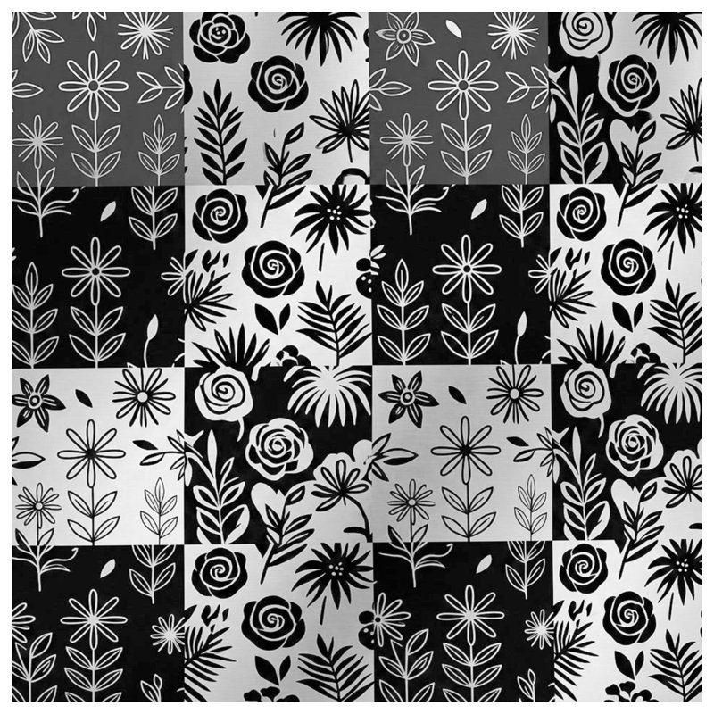 Black White Floral Pattern Quilted Bedspread All Sizes, Twin