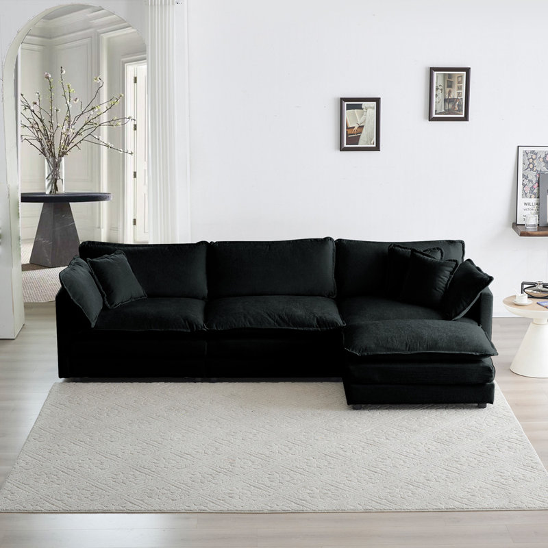 Canapé modulaire surdimensionné en L modulaire, H 33 po x l 111,5 po x P 35 po, Gris chenille
