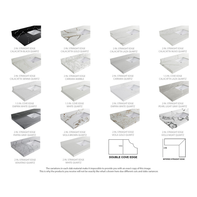 Meuble-lavabo double autoportant 84 po avec comptoir en quartz 84 po, Empira blanc