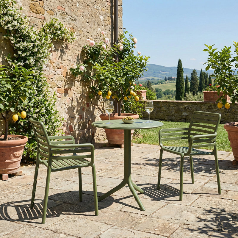 2 - Person Patio Dining Set with Round Table, Green