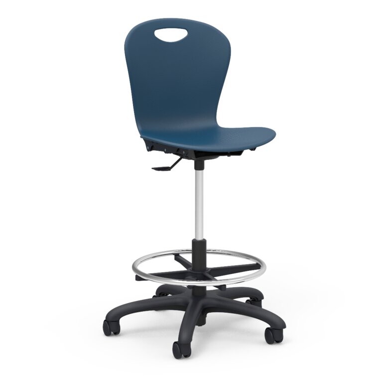 Virco ZUMA® Series Backed Adjustable Height Lab Stool with Wheels
