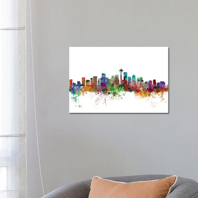Seattle, Washington Skyline by Michael Tompsett - 1 Piece Wrapped Canvas Wall Art