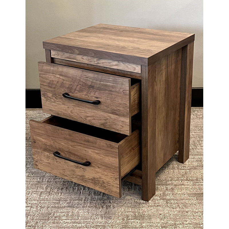Selena Slide Logic 2 Drawer Nightstand, Brown