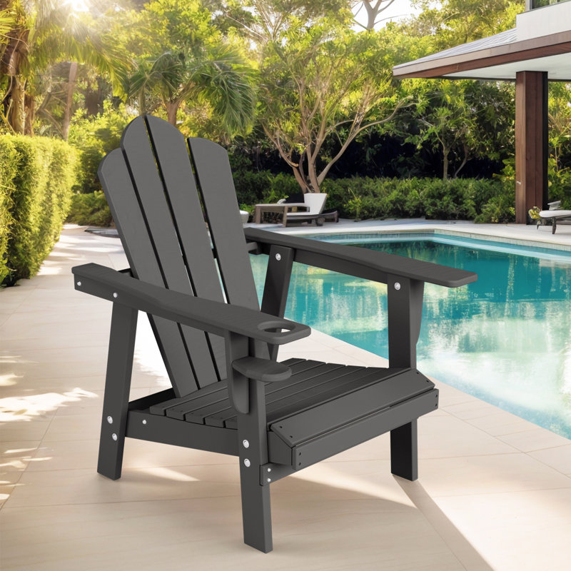 Devito All-Weather Resistant HDPE Plastic Oversize Adirondack Chair, Gray