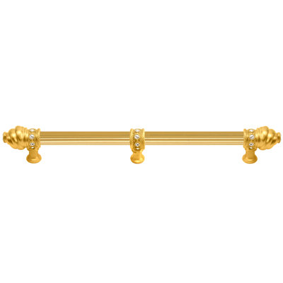 Caché 12 inches c.c. with 5/8 reeded center long pull with 23 rivoli Swarovski Aurore Boreale Crystals with center brace in Gilded Mercury