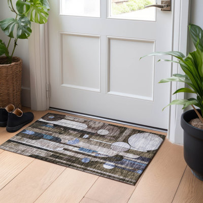 Machine Washable Indoor/Outdoor Cicel ACN1125 Brown Rug