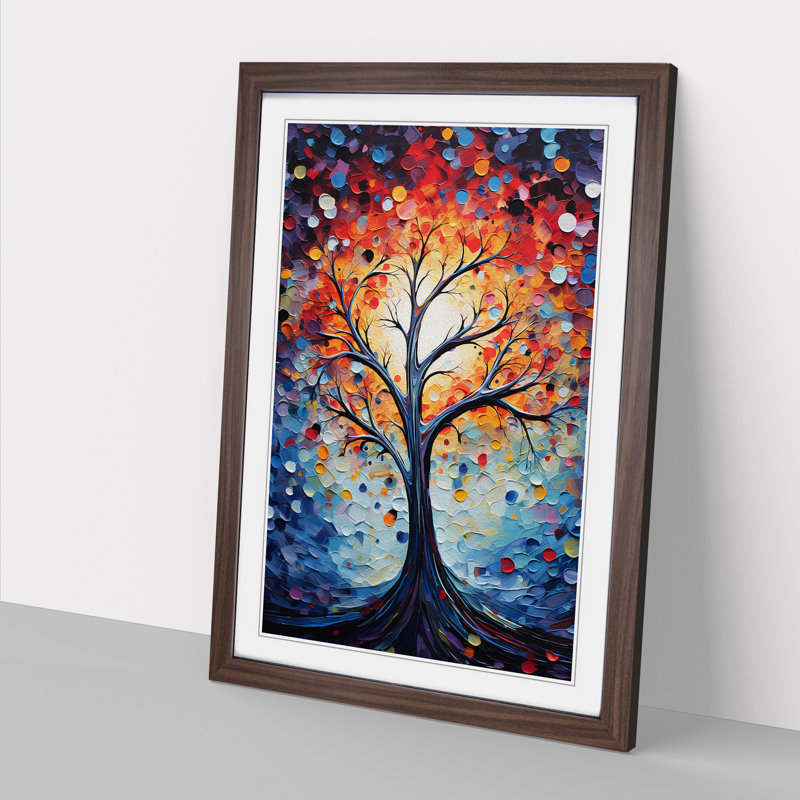 XYZ-FRM-V1223-6220 Tree Abstract - Single Picture Frame Print on Wood, 34cm H x 25cm W x 2cm D, Walnut 