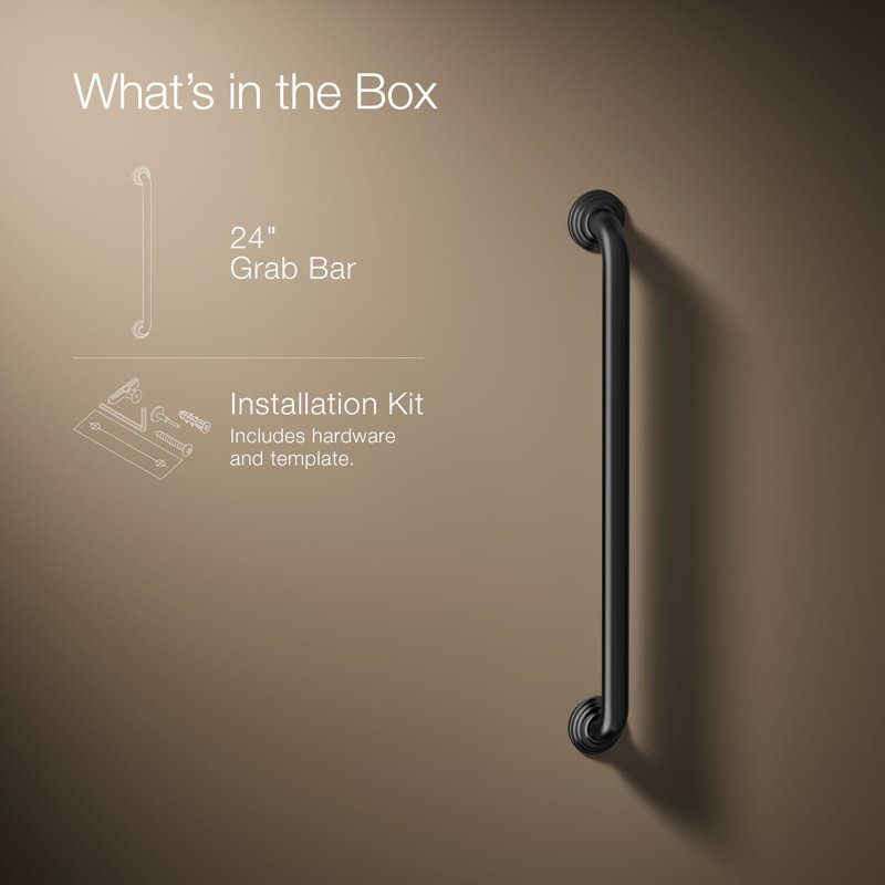 Traditional Grab Bar, 24"W, Matte Black