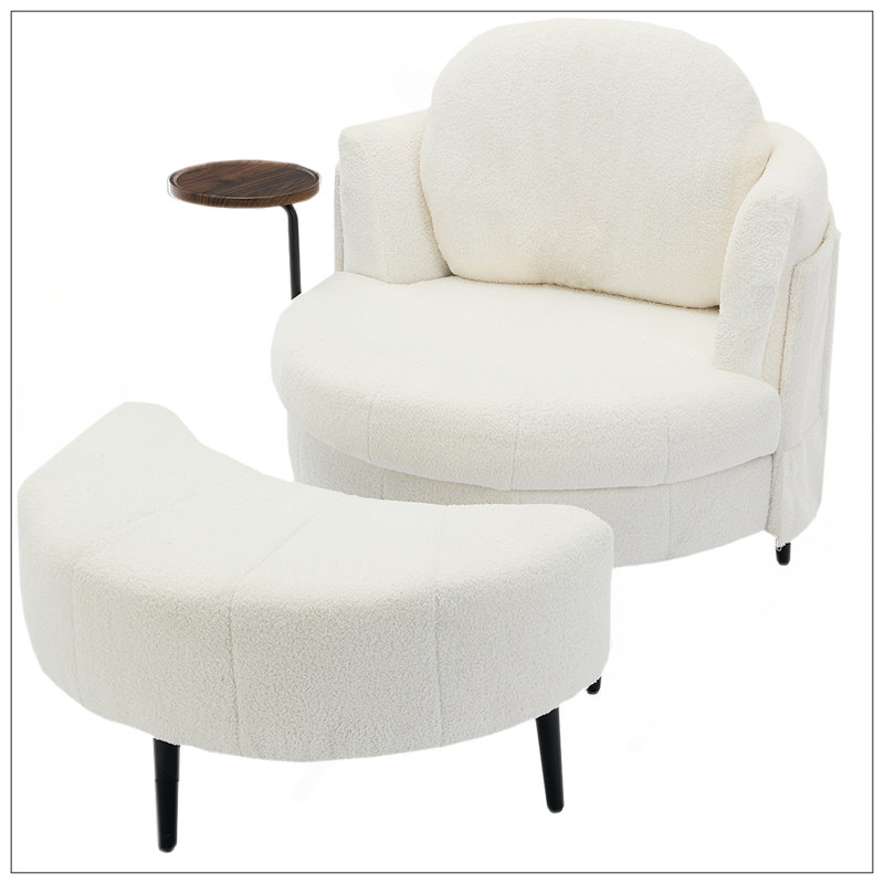 Fauteuil simple confortable avec accessoires polyvalents pour la détente, Blanc