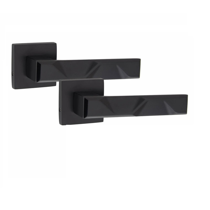  4 Pairs Modern Nova Design Premium Door Handles on Square Rose in Matt Black Finish