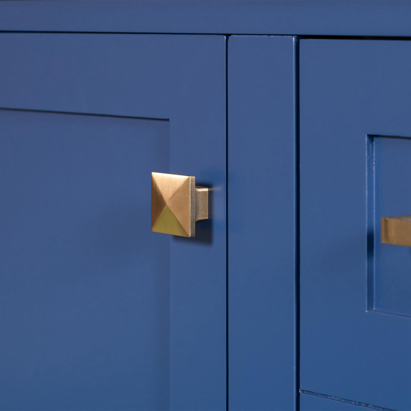 Meuble-lavabo autoportant 30 po, Bleu, Or