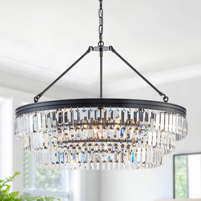 Lustre tambour en cristal 8 lumières moderne