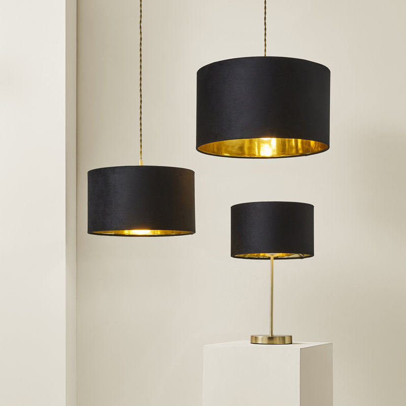 Aidas Linen Blend Drum Lamp Shade ( Slip-On ) in Black, 25cm H x 45cm W x 45cm D
