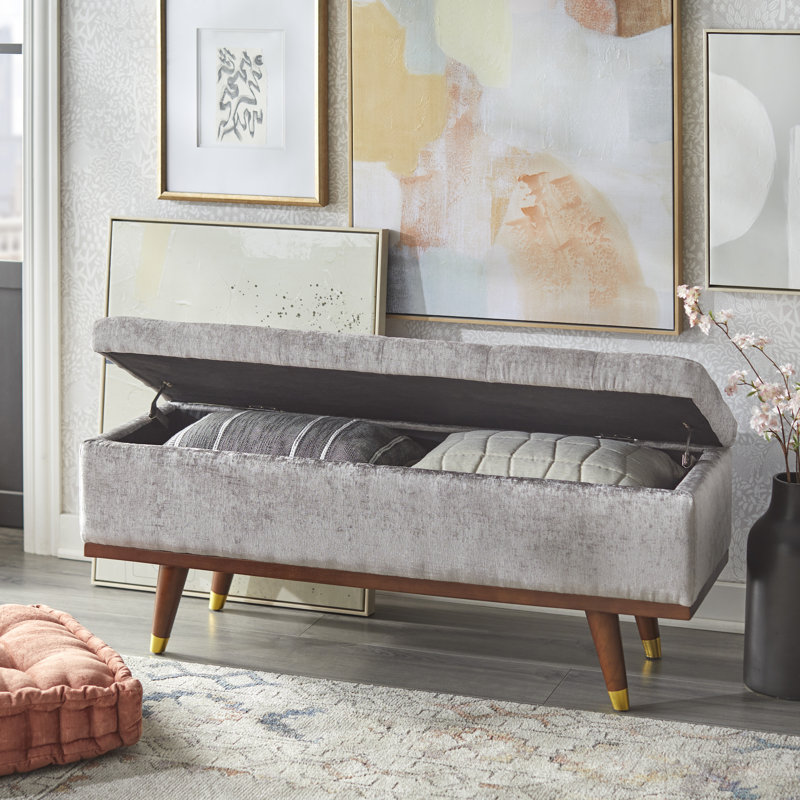 Banc de rangement à couvercle rabattable Nannie, Brun tabac