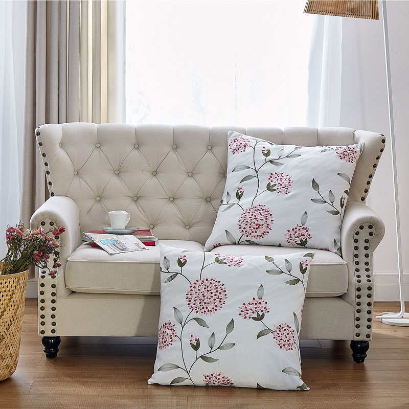 Floral Square Euro Cushion Cover, Burgundy
