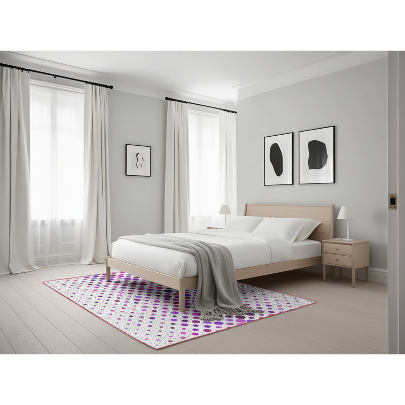Tapis mauve/blanc à motifs, Rectangle 5 pi x 7 pi