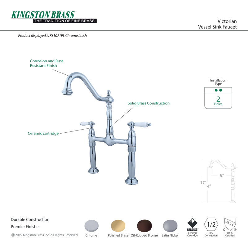 Victorian Vessel Sink Faucet, Polished Brass
