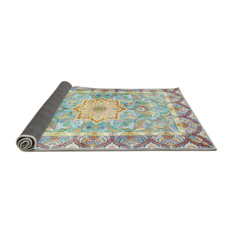 Tapis oriental bleu / jaune / rouge, Rond 6 pi
