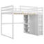 Lit mezzanine en bois avec garde-robe intégrée et tablettes de rangement, lumière DEL-1253827098
