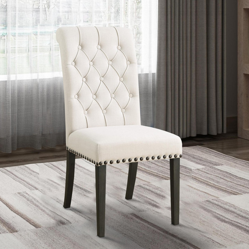 Chaise parsons capitonnée Lorenz, Blanc