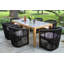  Ensemble repas 7 pièces en teck et pierre Aniston avec coussins Sunbrella®-326761529