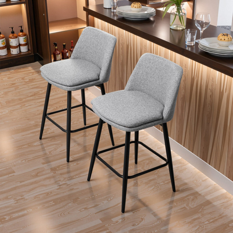 Tabouret de bar et de comptoir pivotant de 25,6 po Deboroh, Gris