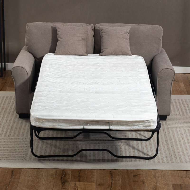 2 Seater Linen Blend Sofa Bed, Brown
