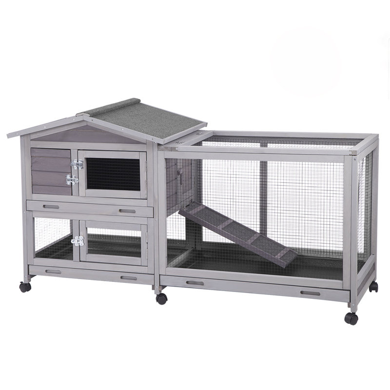Weather Resistant Hutch with Ramp, Grey