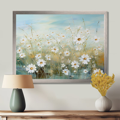 Marguerites au soleil, champ de fleurs I - Art mural champ de fleurs