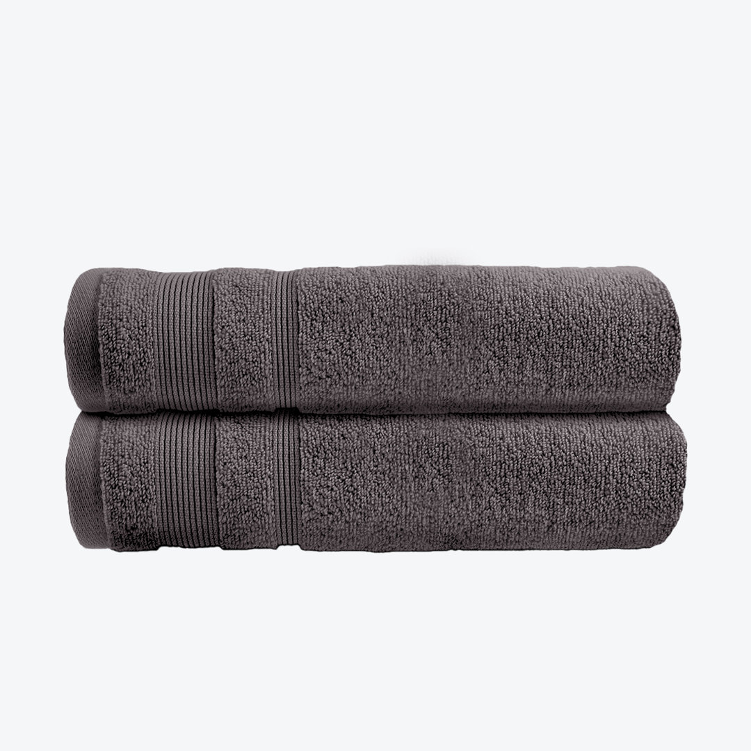 Allure Zero Twist Bath Towel Set for Bathroom, Pack of 2, 70 x 120cm, 100% Egyptian Cotton (Charcoal) - Image 2