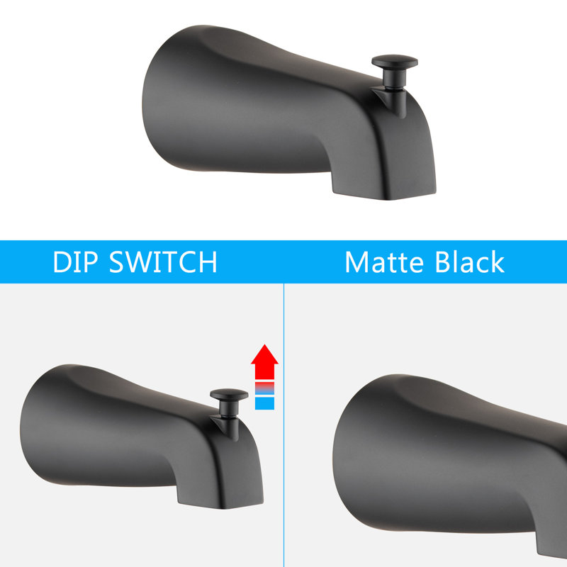 High Shower System With Matte Black Tub Spout. Dual 2 In 1 Faucet Valve. 7 Spray Modes To Energize. All Metal Structure. 1.8 Gpm Flow. 59" Hose Length. 1/2" Connection. Wall Mounted Spout - . Head &