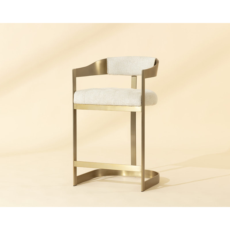 Beaumont Counter Stool - Antique Brass - Rhea Light Barley