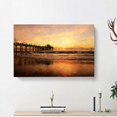 Sunset Behind The Pier In Abstract - Wrapped Canvas