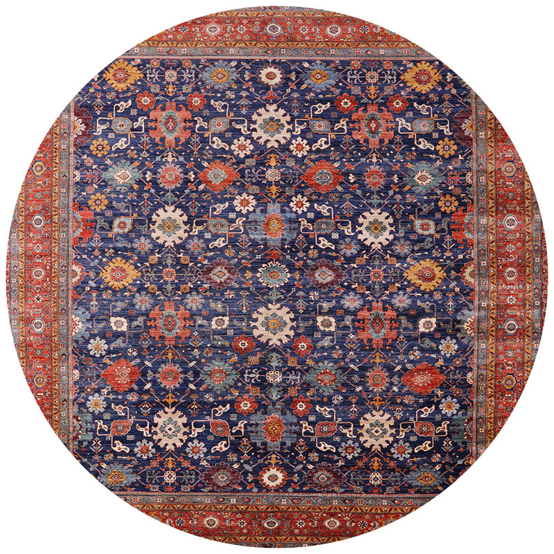 Tapis oriental bleu / rouge, Rond 8 pi