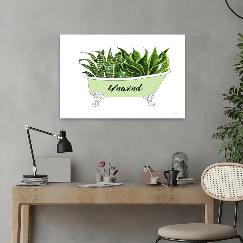 «Greenery Tub», cactus abstrait, paysage, art naturel, H 16 po x l 24 po